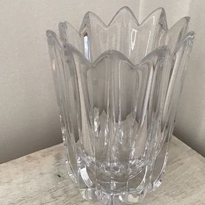 Vintage Orrefors Sweden Fleur Crystal Vase  1989